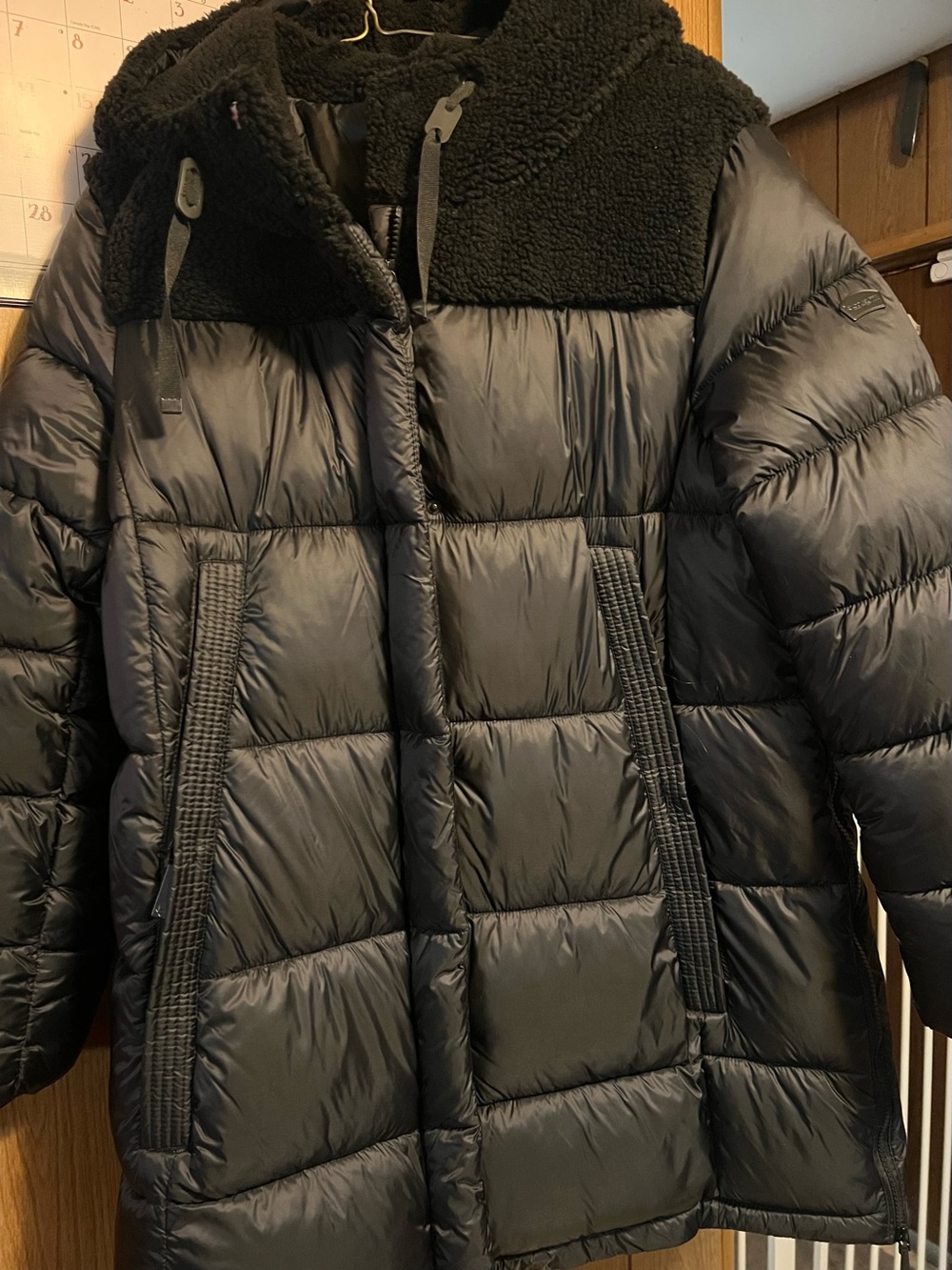 Koolaburra Black Quilted Puffer Coat with Sherpa Trim